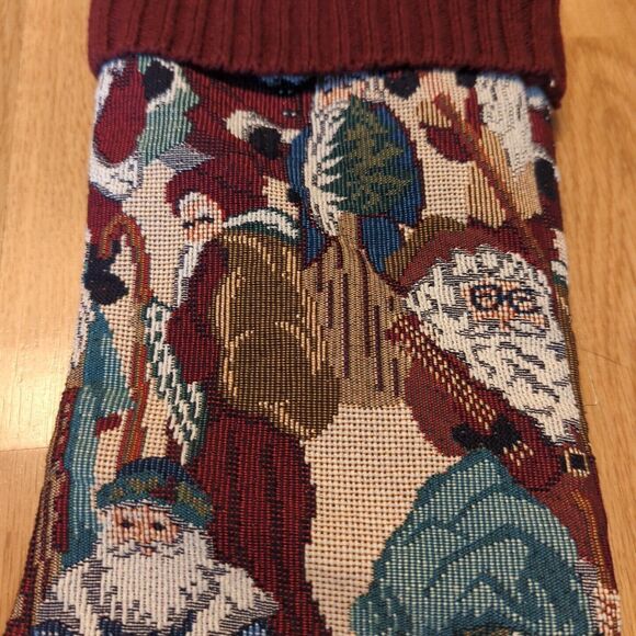 Tapestry Christmas Stocking Old World Santas Knit Cuff Holidays All Over Print - Picture 4 of 7